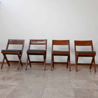 Mid-Century Library Dining Chairs by Pierre Jeanneret, Set of 4-JRP-1028187