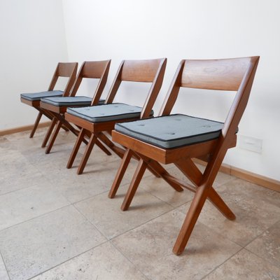 Mid-Century Library Dining Chairs by Pierre Jeanneret, Set of 4-JRP-1028187