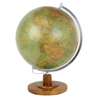 Mid-Century Light Glass Globe With Wooden Base by Paul Rath, 1950s-TZ-1186620