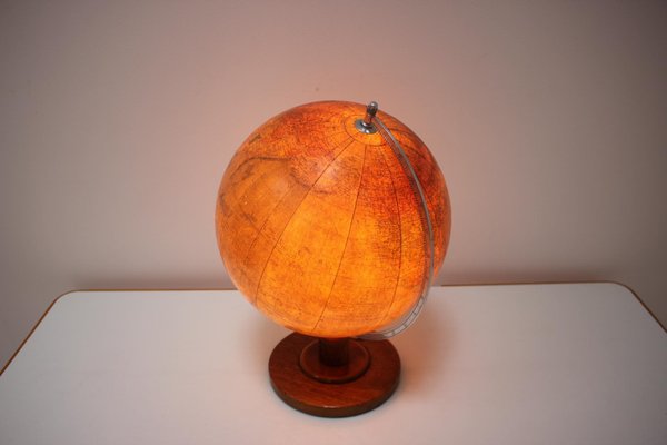 Mid-Century Light Glass Globe With Wooden Base by Paul Rath, 1950s-TZ-1186620