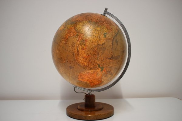 Mid-Century Light Glass Globe With Wooden Base by Paul Rath, 1950s-TZ-1186620