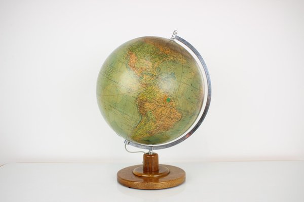 Mid-Century Light Glass Globe With Wooden Base by Paul Rath, 1950s-TZ-1186620