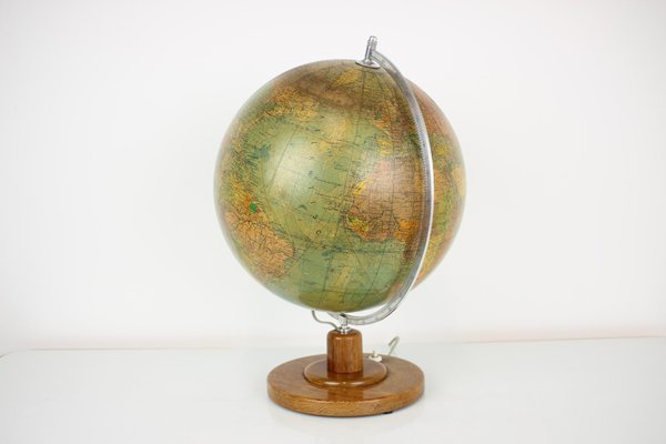 Mid-Century Light Glass Globe With Wooden Base by Paul Rath, 1950s-TZ-1186620