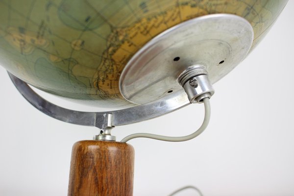 Mid-Century Light Glass Globe With Wooden Base by Paul Rath, 1950s-TZ-1186620