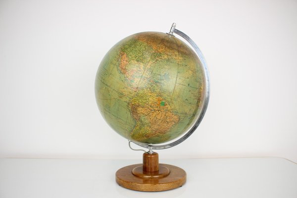 Mid-Century Light Glass Globe With Wooden Base by Paul Rath, 1950s-TZ-1186620