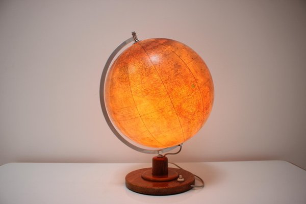 Mid-Century Light Glass Globe With Wooden Base by Paul Rath, 1950s-TZ-1186620