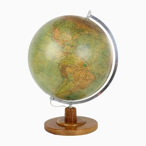 Mid-Century Light Glass Globe With Wooden Base by Paul Rath, 1950s-TZ-1186620