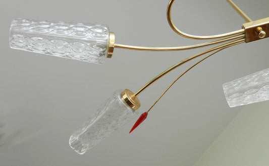 Mid-Century Light Red Arrows Glass Shades Ceiling Lamp