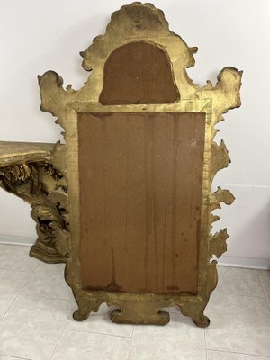 Mid-Century Louis Xv Console and Mirror in Carved and Gilded Wood, 1930s, Set of 2-YST-2042993