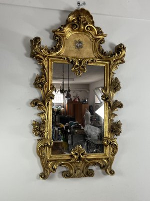 Mid-Century Louis Xv Console and Mirror in Carved and Gilded Wood, 1930s, Set of 2-YST-2042993