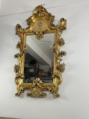 Mid-Century Louis Xv Console and Mirror in Carved and Gilded Wood, 1930s, Set of 2-YST-2042993