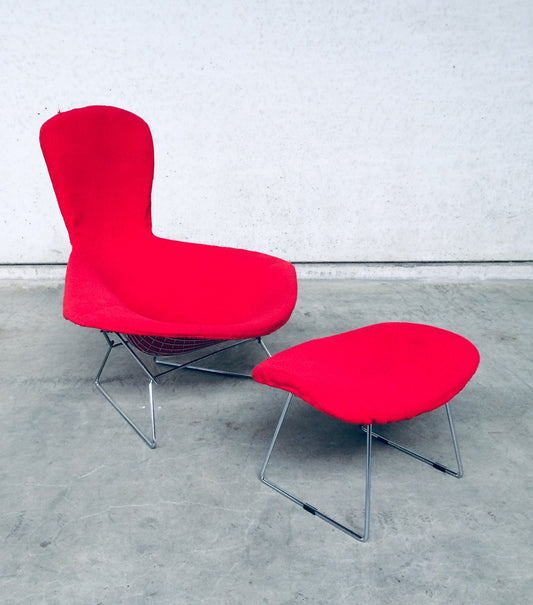 Mid-Century Lounge Chair and Ottoman by Harry Bertoia for Knoll International, Set of 2, 1960s