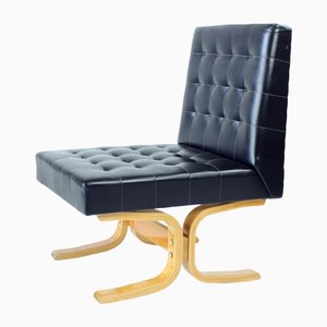 Mid-Century Lounge Chair in Black by Jindrich Volak for Drevopodnik Holesov, 1960s-UL-1373731