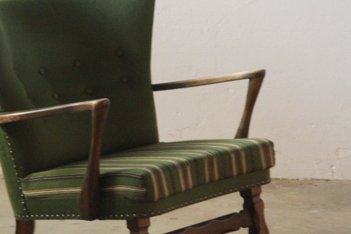 Mid-Century Lounge Chair in Dark Stained Oak in the style of of Viggo Boesen, 1950s