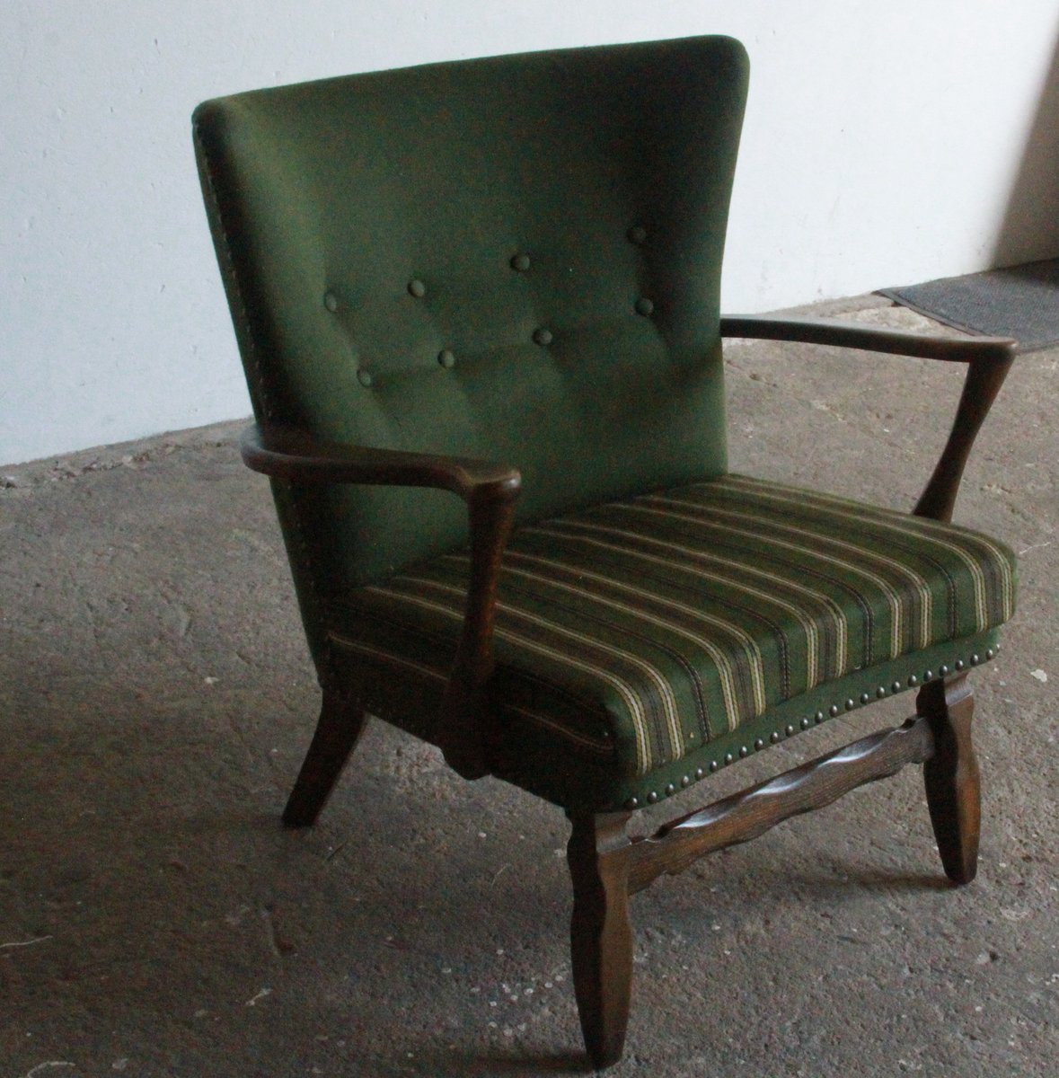 Mid-Century Lounge Chair in Dark Stained Oak in the style of of Viggo Boesen, 1950s