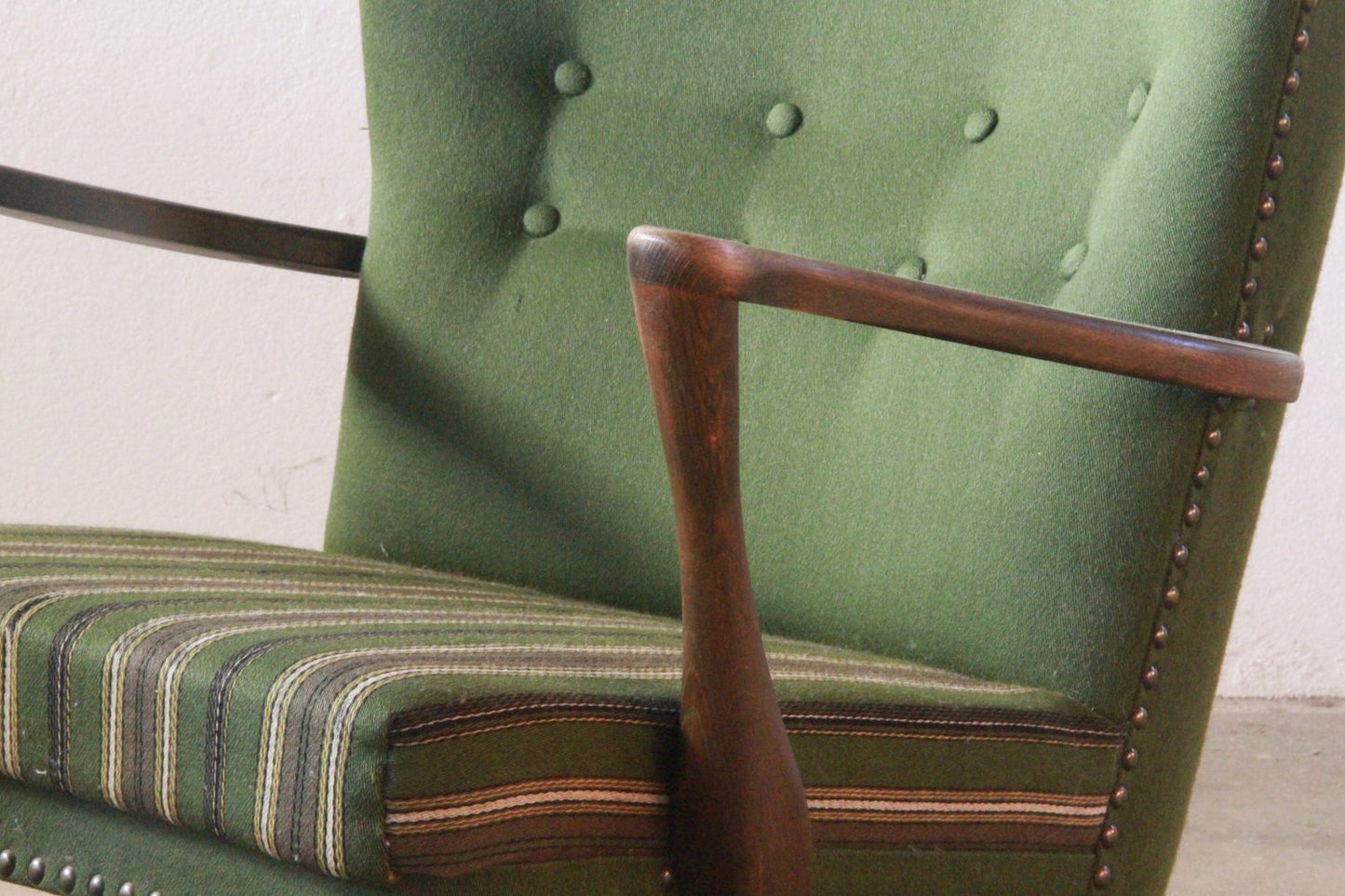 Mid-Century Lounge Chair in Dark Stained Oak in the style of of Viggo Boesen, 1950s