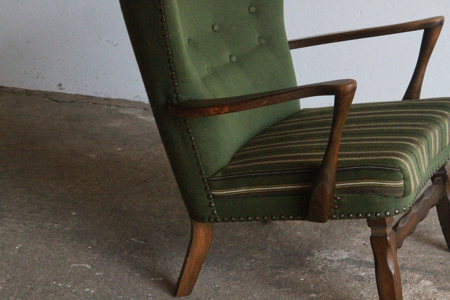 Mid-Century Lounge Chair in Dark Stained Oak in the style of of Viggo Boesen, 1950s