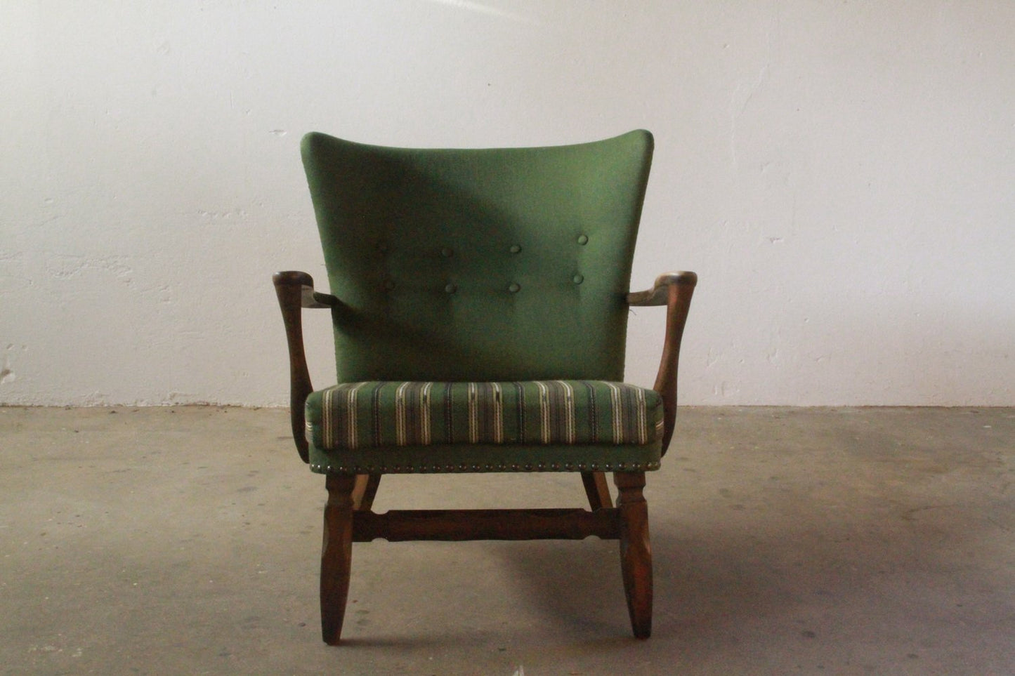 Mid-Century Lounge Chair in Dark Stained Oak in the style of of Viggo Boesen, 1950s