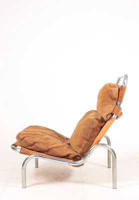 Mid-Century Lounge Chair in Patinated Suede and Steel by Erik Jørgensen, 1960s-FK-1004704