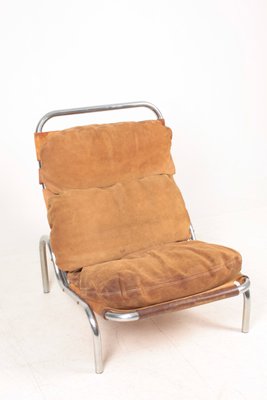 Mid-Century Lounge Chair in Patinated Suede and Steel by Erik Jørgensen, 1960s-FK-1004704