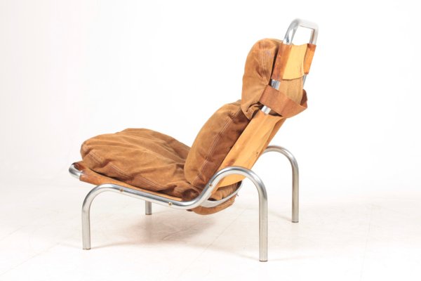 Mid-Century Lounge Chair in Patinated Suede and Steel by Erik Jørgensen, 1960s-FK-1004704