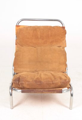 Mid-Century Lounge Chair in Patinated Suede and Steel by Erik Jørgensen, 1960s-FK-1004704