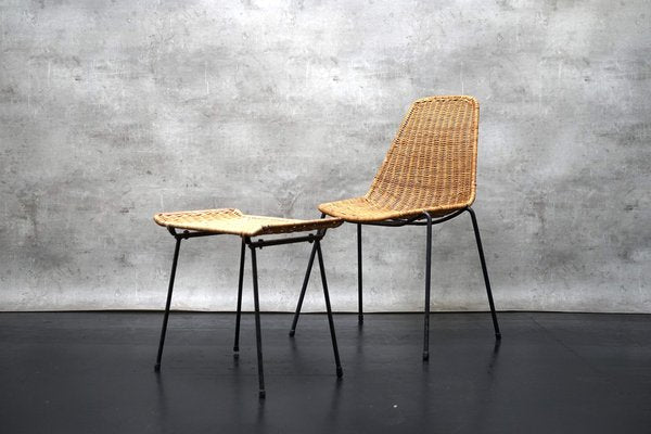 Mid-Century Lounge Chair with Footstool by Gian Franco Legler for Legler, 1950s, Set of 2-CIP-1742699