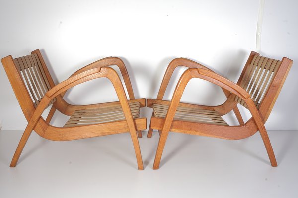 Mid-Century Lounge Chairs and Stool by Kropacek & Kozelka for ČUD, 1940s, Set of 3-IND-1718189