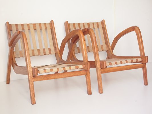 Mid-Century Lounge Chairs and Stool by Kropacek & Kozelka for ČUD, 1940s, Set of 3-IND-1718189