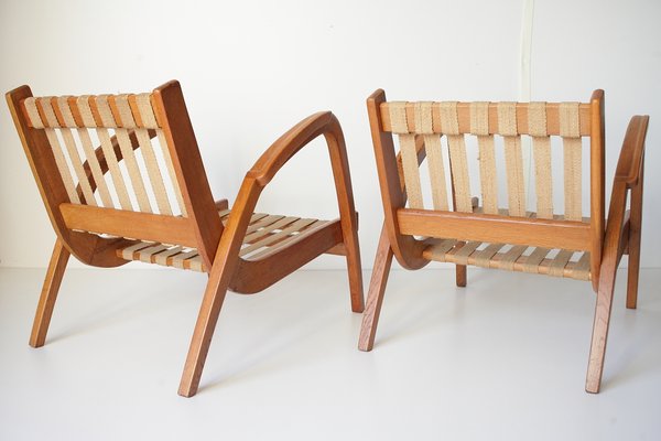 Mid-Century Lounge Chairs and Stool by Kropacek & Kozelka for ČUD, 1940s, Set of 3-IND-1718189