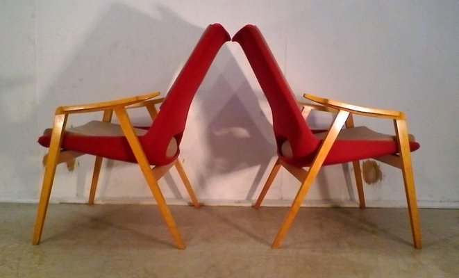 Mid-Century Lounge Chairs by Miroslav Navratil, 1960s, Set of 2-TZ-602154