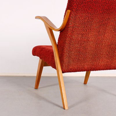 Mid-Century Lounge Chairs in Red, Set of 2-JUN-1235897