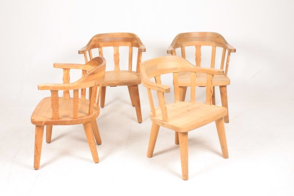 Mid-Century Lounge Chairs in Solid Pine, 1960s, Set of 4-FK-1000462