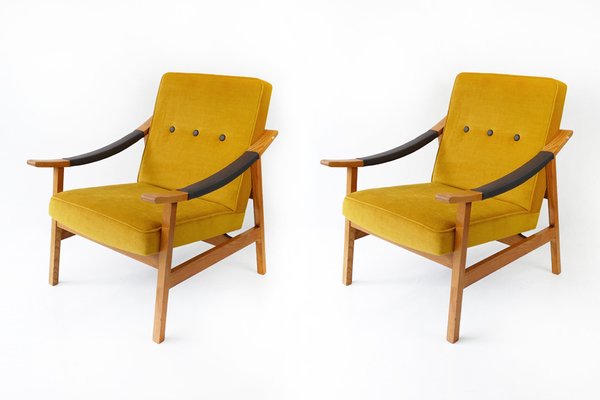 Mid-Century Lounge Chairs in Yellow, 1960s, Set of 2-HDN-1743054