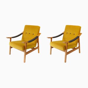 Mid-Century Lounge Chairs in Yellow, 1960s, Set of 2-HDN-1743054