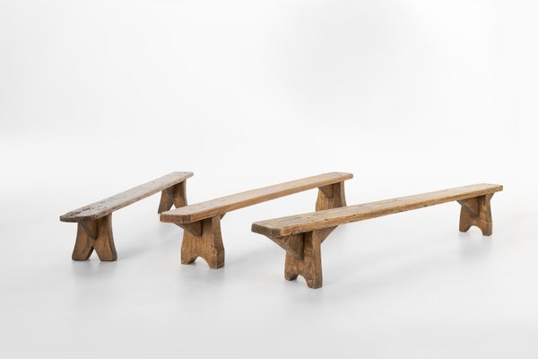 Mid-Century Low Wooden Bench, France, 1850s-YSY-2027740