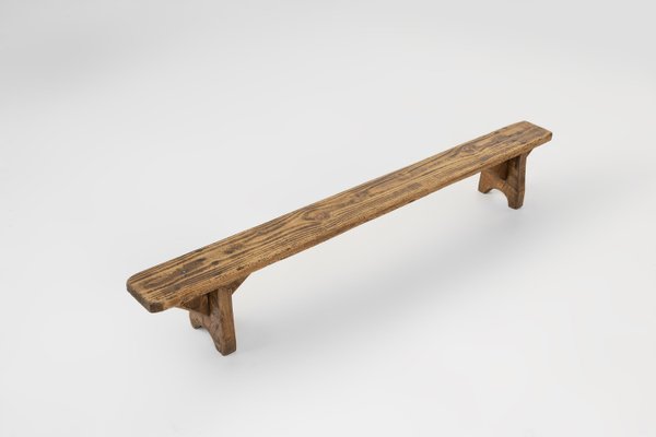 Mid-Century Low Wooden Bench, France, 1850s-YSY-2027740