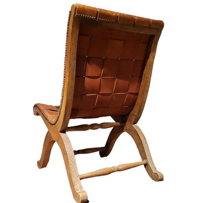 Mid-Century Lower Leather and Wood Chair by Pierre Lottier, 1960s-TCS-1811846