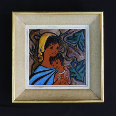 Mid Century Madonna and Child Ceramic Wall Art, 1950-JUA-1721109