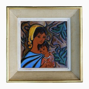 Mid Century Madonna and Child Ceramic Wall Art, 1950-JUA-1721109