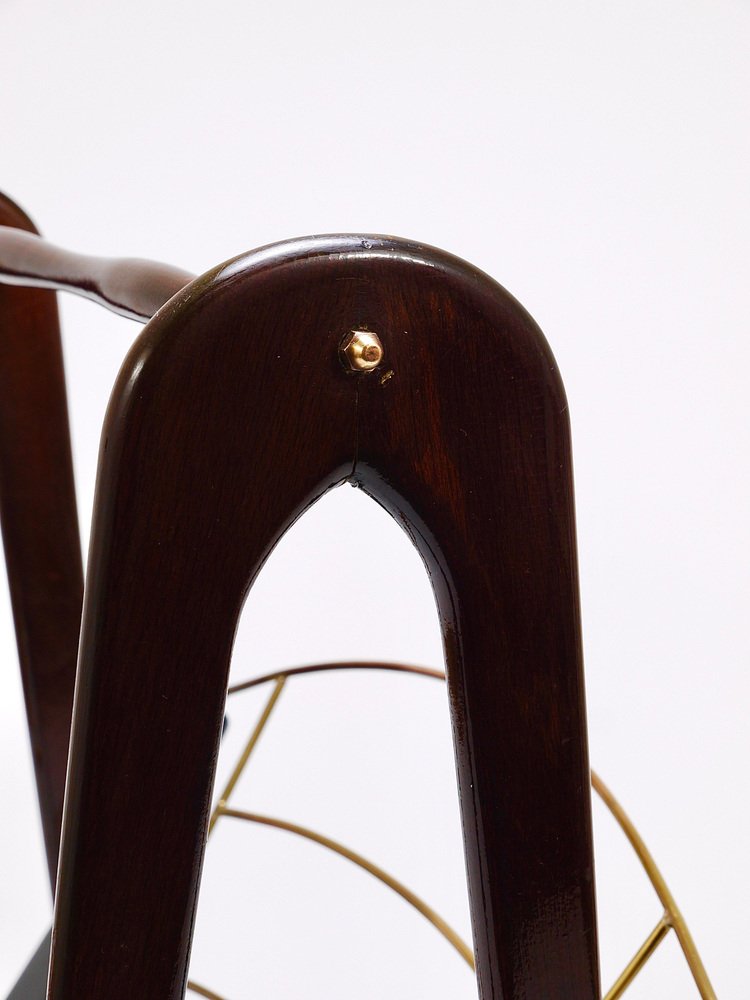 Mid-Century Magazine Rack in Mahogany and Brass by Cesare Lacca for Cesare Lacca, 1950s