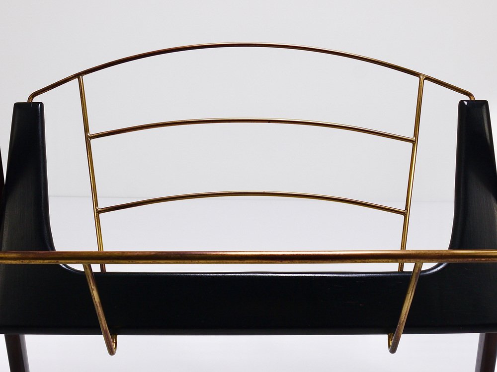 Mid-Century Magazine Rack in Mahogany and Brass by Cesare Lacca for Cesare Lacca, 1950s