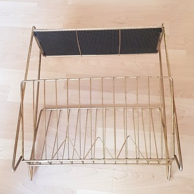 Mid-Century Magazine Stand in Brass with Lace Metal Storage-QDP-1264506