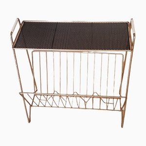 Mid-Century Magazine Stand in Brass with Lace Metal Storage-QDP-1264506