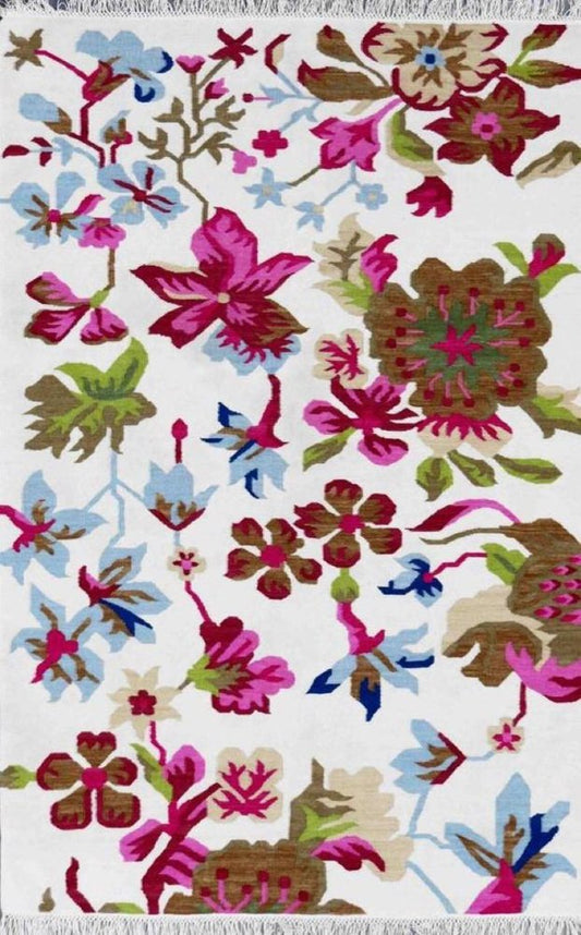 Mid-Century Mahal Floral Savonnerie Design Runner