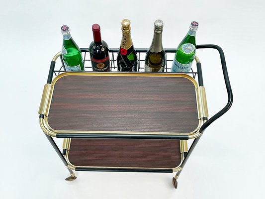 Mid-Century Mahogany Bar Cart with Trays and Bottle Holder by Ico Parisi, 1960s-JDR-1191853