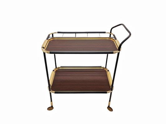 Mid-Century Mahogany Bar Cart with Trays and Bottle Holder by Ico Parisi, 1960s-JDR-1191853