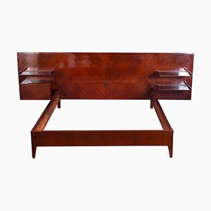 Mid-Century Mahogany Queen Bed Attributed to Gio Ponti, 1950-MBH-1032380