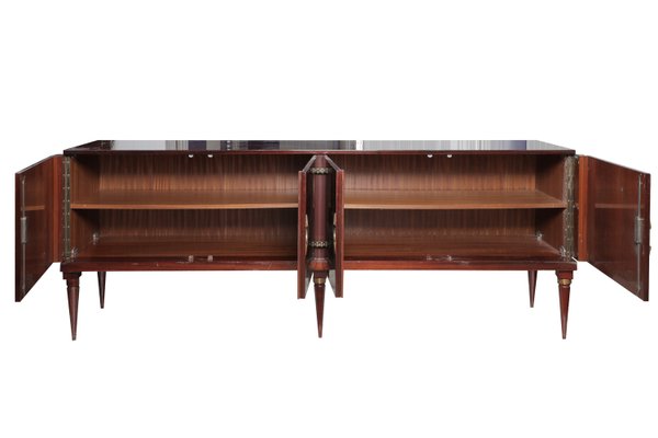 Mid-Century Mahogany Sideboard with Brass Accents-PSQ-2023659