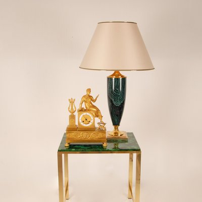 Mid-Century Malachite and Gold Gilt Brass Nesting Tables Coffee Table, 1970s, Set of 3-GOE-1451570